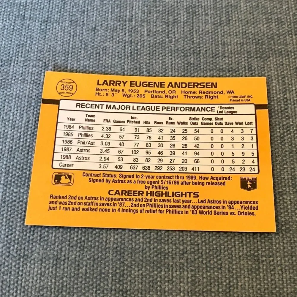 1989 Donruss Houston Astros Baseball Card Trading Card